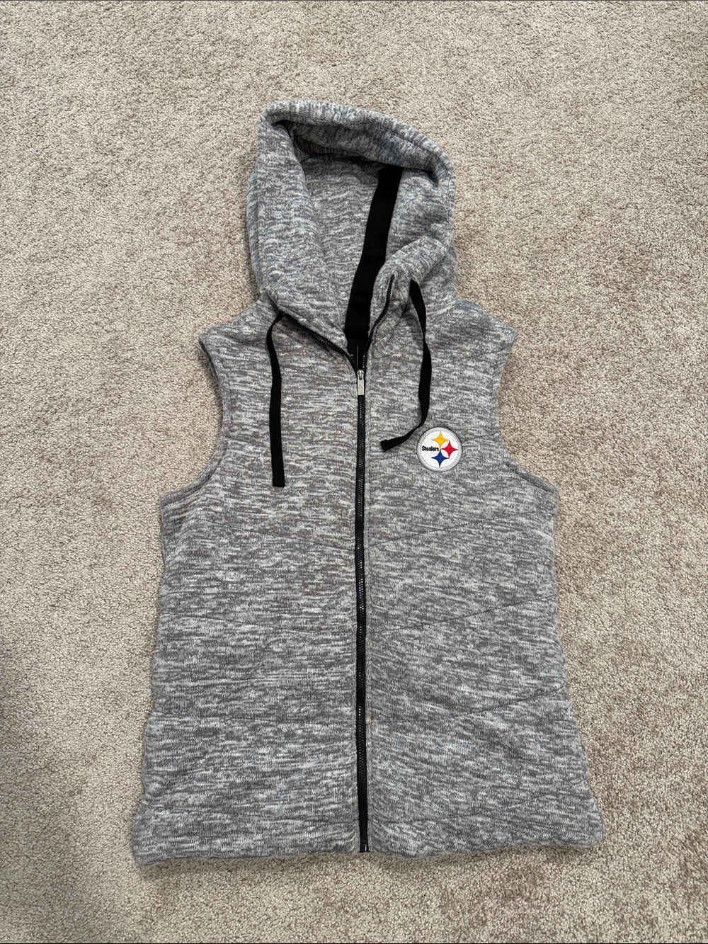 Women’s Size Medium Antigua Pittsburgh Steelers Full Zip Sweater Vest Gray NFL